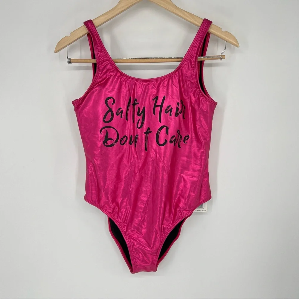 NWT‎ InGear Metallic High Cut Fuchsia Pink One Piece Swimsuit